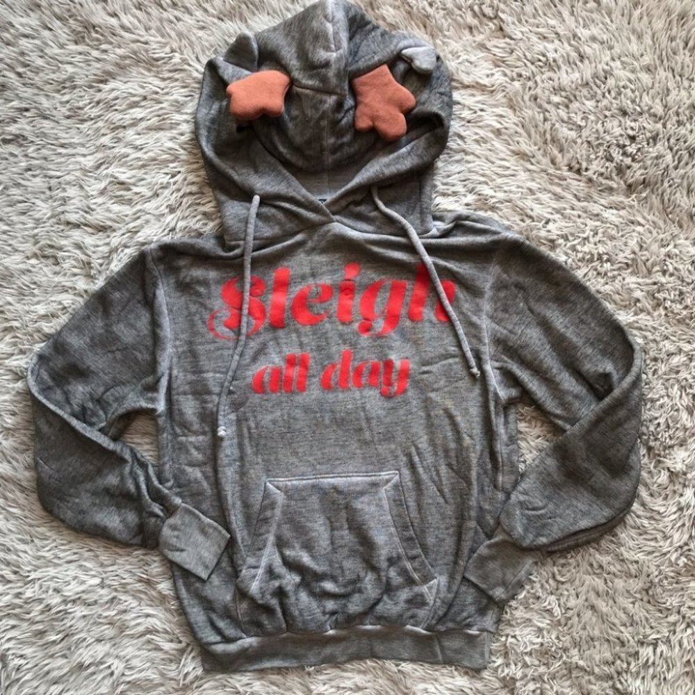 Wildfox Sleigh All Day Antler Reindeer Hoodie